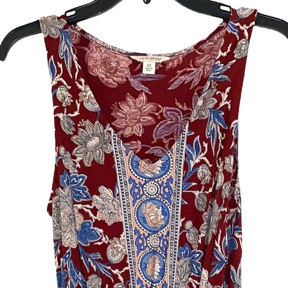 NWOT LUCKY BRAND Maroon Floral Print Tank Dress Size Extra Small - Picture 4 of 6